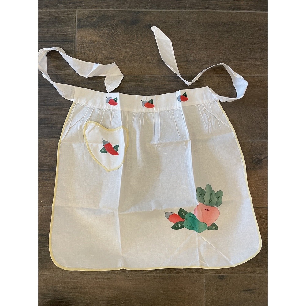 Vintage Hostess Half Apron Appliqué Pocket Peppers Kitchen Linens.